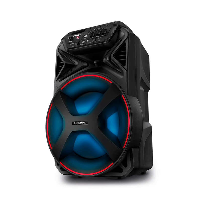 Caixa de Som Amplificada Mondial Connect Partyplus CM-250, Bluetooth, Potência 250W, LED, USB, Rádio FM e Função TWS, Bivolt Preta